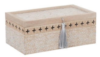 Boîte à bijoux rectangulaire effet pierre avec pompon